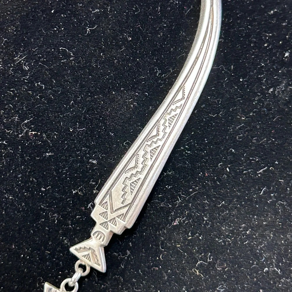 387134 Aztec inspired Laner Navajo Sterling Necklace. 19” adj link - Picture 3 of 6